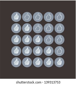 Vector icon hands. Original rating for your website. Luxury colors. Hand gesture valuation icons. Five levels.