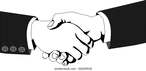 Vector icon handshake. Business partnership meeting concept. Successful businessmen handshaking after perfect deal. 