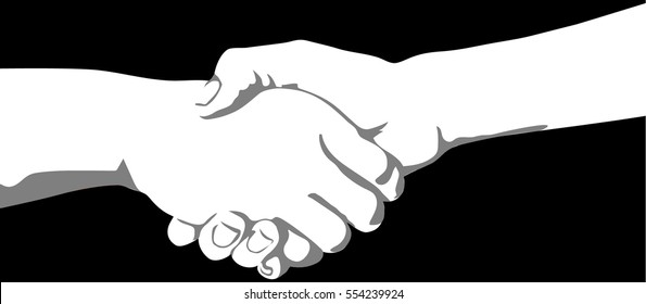 Vector icon handshake. Business partnership meeting concept. Successful businessmen handshaking after perfect deal. 