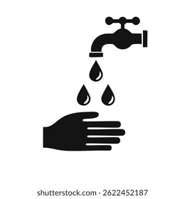 Vector icon of handwashing with water drops, minimal silhouette