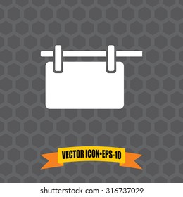Vector Icon of Hanging Billboard on Dark Gray Background. Eps.10.