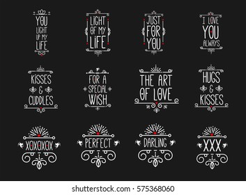 Vector icon of happy valentines day message on black background