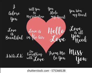 Vector icon of happy valentines day message on black background