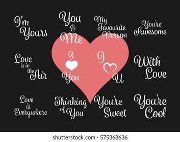 Vector icon of happy valentines day message on black background