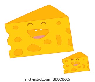 Icono vector del queso amarillo feliz.