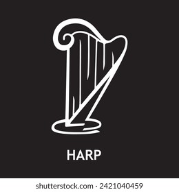 vector icon for harp, musical instruments