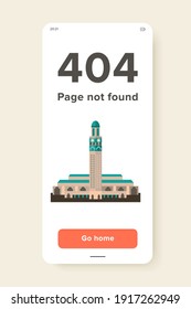 Vector icon of Hassan II Mosque in Morocco. Casablanca, Islamic architecture, famous place. Can be used for topics like Moroccan landmarks, tourism, architecture