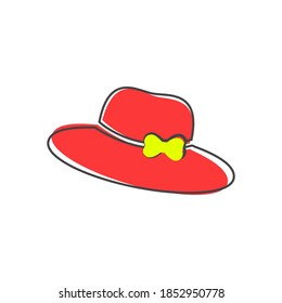 Vector icon hat with brim  cartoon style on white isolated background.