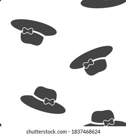  Vector icon hat with brim seamless pattern on a white background.