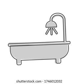 Vector icon of having a shower or a bathroom cartoon style on white isolated background.