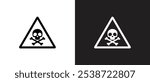 Vector icon of hazardous material signs. Hazmat isolated placard. Toxic material icon, Label icon of danger sign vector illustration in black and white background. Danger sign icon.