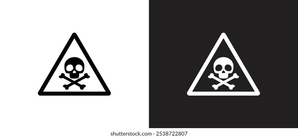 Ícone vetorial de sinais de material perigoso. Placa isolada de Hazmat. Ícone de material tóxico, ícone Label da ilustração vetorial de sinal de perigo em fundo preto e branco. Ícone de sinal de perigo.