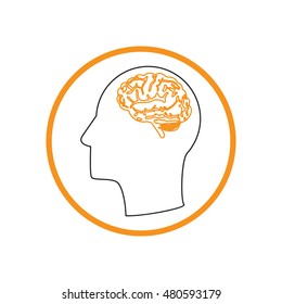 Vector Icon head with brain.  Mind and science
