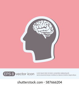 Vector Icon head with brain.  Mind and science
