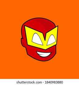animación de superhéroe de cabeza de icono vectorial