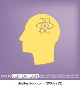 Vector Icon head think silhouette vector man and his mind about the atom, molecule. the symbol of physics and chemistry. symbol icon of physics or chemistry . the study of science