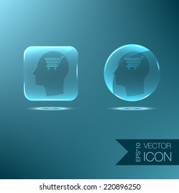 Vector Icon head think silhoutte vector man and his mind about cart online store, Internet shop. basket shopping