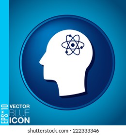 Vector Icon head think silhoutte vector man and his mind about the atom, molecule. the symbol of physics and chemistry. symbol icon of physics or chemistry . the study of science