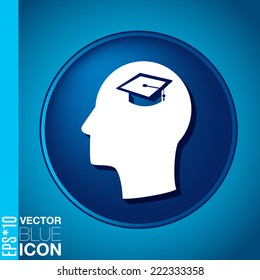 Vector Icon head think silhoutte vector man and his mind about  graduate hat sign. Education sign. symbol icon college or institute. graduation