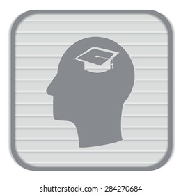 Vector Icon head think silhoutte vector man and his mind about  graduate hat sign. Education sign. symbol icon college or institute. graduation