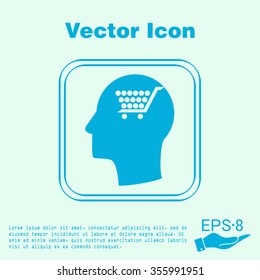 Vector Icon head think silhoutte vector man and his mind about cart online store, Internet shop. basket shopping