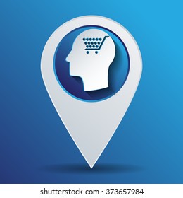Vector Icon head think silhoutte vector man and his mind about cart online store, Internet shop. basket shopping