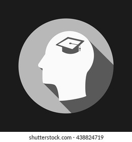Vector Icon head think silhoutte vector man and his mind about  graduate hat sign. Education sign. symbol icon college or institute. graduation