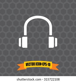 Vector Icon of Headphone on Dark Gray Background. Eps.10.