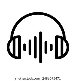 Icono de Vector de auriculares con ondas de sonido, que simboliza la música, el audio y la calidad de sonido. Trazo editable.