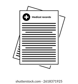  Vector Icon Health Examination Sheet by Doctor, Medical Record, line art style  