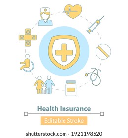 Vector Icon of Health Insurance, Healthcare and Medical Service.