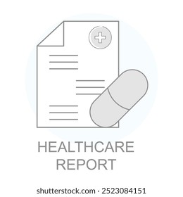 Vector icon for Healthcare Report. Document with medical cross and report sheet representing patient health records and medical reports.