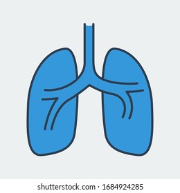 Vector icon of a healthy human lungs, virus free. It represents a concept of medical protection, coronavirus danger, health safety and virus recovery
