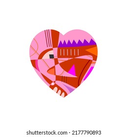 geometría abstracta del corazón del icono vectorial, predominantemente rosa