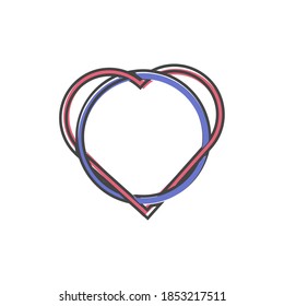 Estilo de dibujos animados de corazón sobre fondo blanco aislado.