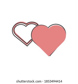 Vector icon heart vector icon cartoon style on white isolated background.