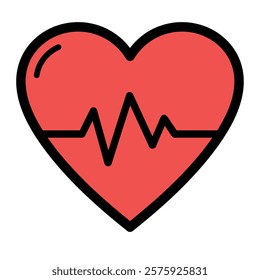 Vector icon of a Heart with an ECG line representing heart disease.