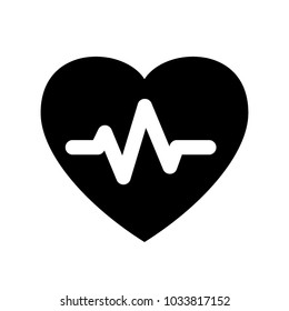 Vector icon of heart with editable line cardiograph - symbol of life and health