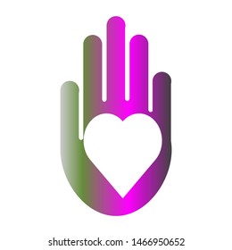 Vector icon heart in a hand.