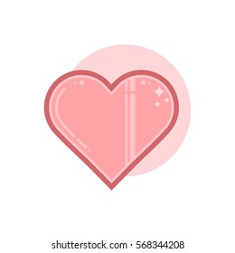 Vector icon of heart. Illustration is in lineart style. Symbol on circular background element.