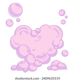 vector icon with a heart made of soap and bubbles in pink and purple shades
