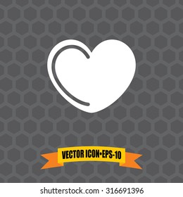 Vector Icon of Heart on Dark Gray Background. Eps.10.