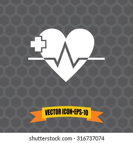 Vector Icon of Heart on Dark Gray Background. Eps.10.