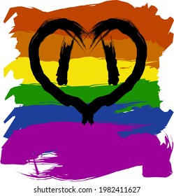icono vector del corazón sobre fondo arco iris, símbolo de lgbt