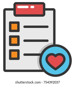 Vector icon of heart, vitals checklist