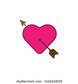 vector icon of hearts with arrows for valentine day in pink and high quality