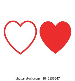 Icono vectorial de los corazones sobre fondo blanco