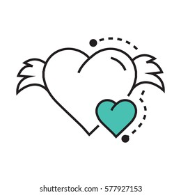 Vector Icon Hearts wings blue
