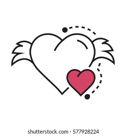 Vector Icon Hearts wings pink