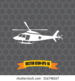 Vector Icon of Helicopter on Dark Gray Background. Eps.10.